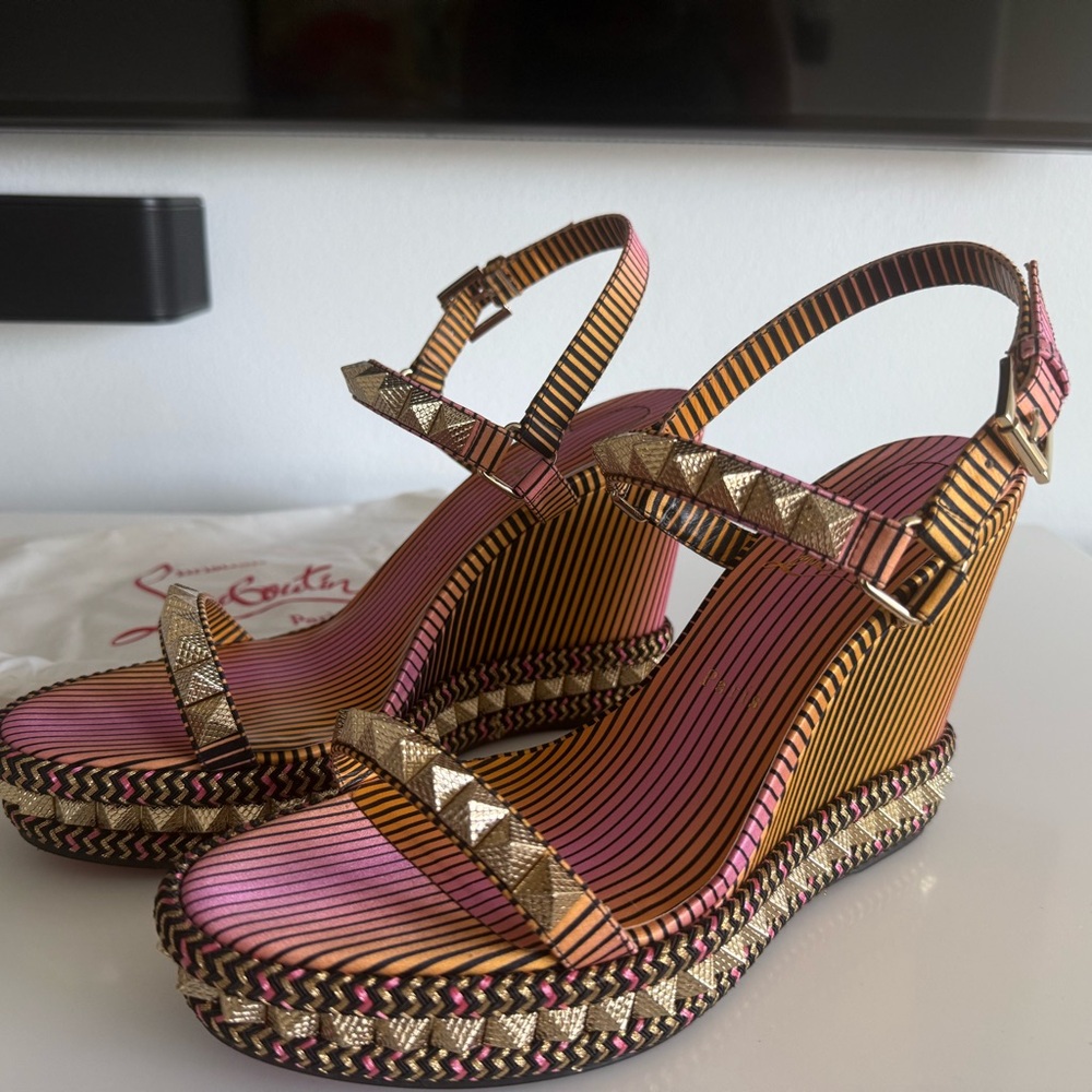 Christian Louboutin Multicolor Wedge Sandals/New 12/42 
New w Bags